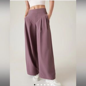 Athleta Brooklyn Heights high rise wide leg pant, size 4 damask mauve